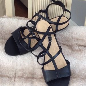 Black dress sandals Clark artisan brand